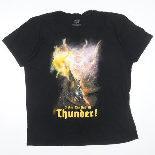 Marvel Thor God of Thunder Men's XL Black Graphic T-Shirt