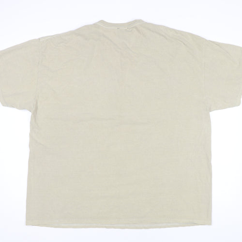 New Look Men Beige Graphic Logo Cotton T-Shirt Size L