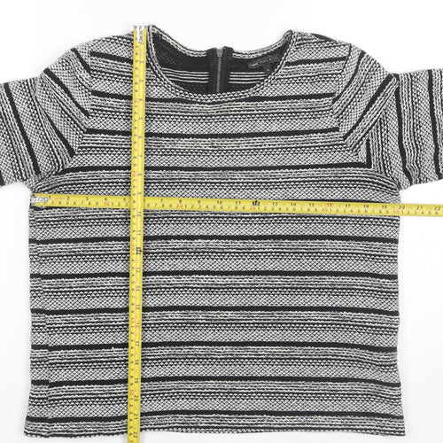 Next Women’s Black Striped Knit Short Sleeve Top Size 14