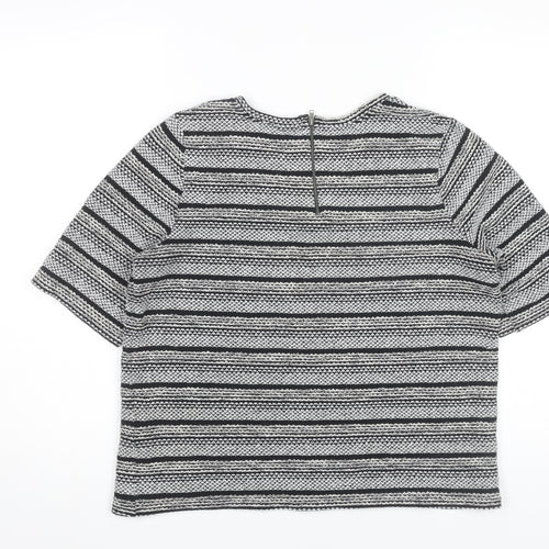 Next Women’s Black Striped Knit Short Sleeve Top Size 14