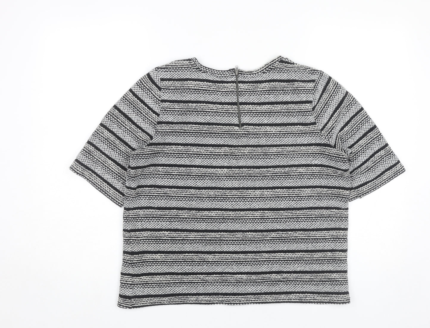 Next Women’s Black Striped Knit Short Sleeve Top Size 14