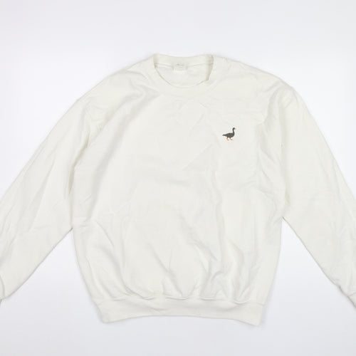 G&G Unisex White Medium Pullover Sweatshirt with Logo