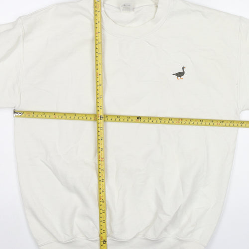 G&G Unisex White Medium Pullover Sweatshirt with Logo