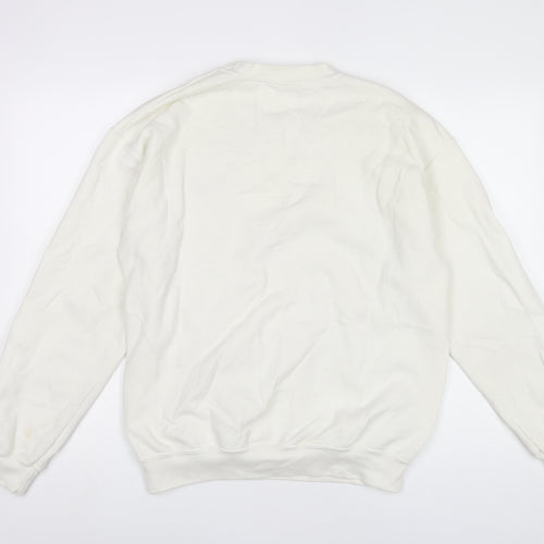 G&G Unisex White Medium Pullover Sweatshirt with Logo