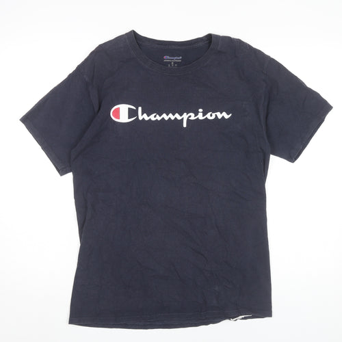 Champion Men’s Blue Medium Logo Crew Neck Short Sleeve T-Shirt