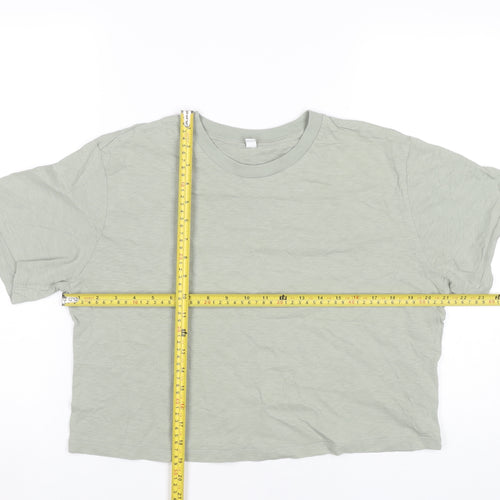 Uniqlo Women Green L Cropped Cotton T-Shirt Casual Top