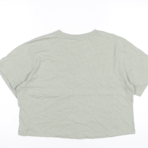 Uniqlo Women Green L Cropped Cotton T-Shirt Casual Top