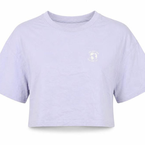 H&M Women Purple Cropped T-Shirt Size 12 Cotton Short Sleeve Casual