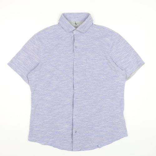 Tailorbyrd Men’s Blue Short Sleeve Button-Up Shirt Size L Casual