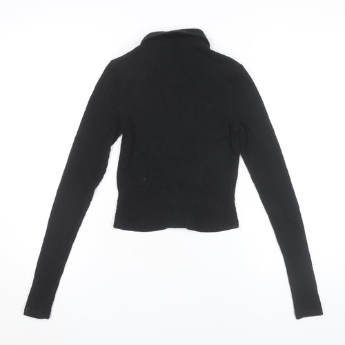 PrettyLittleThing Women’s Black Cropped Button-Up Shirt Size 8