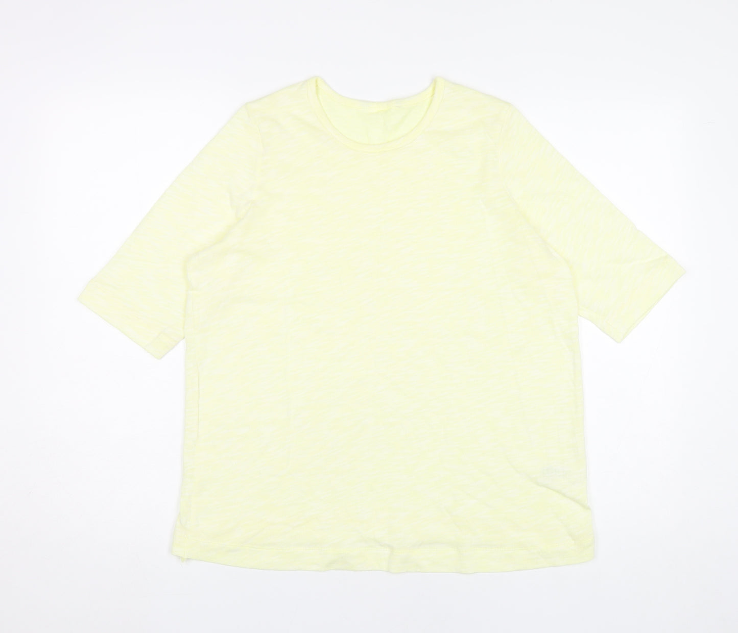 Marks and Spencer Women Yellow Size 16 Cotton Blend 3/4 Sleeve T-Shirt