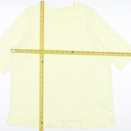 Marks and Spencer Women Yellow Size 16 Cotton Blend 3/4 Sleeve T-Shirt