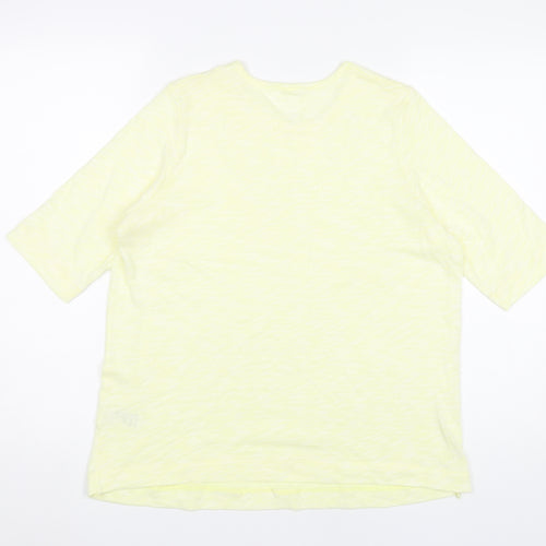 Marks and Spencer Women Yellow Size 16 Cotton Blend 3/4 Sleeve T-Shirt