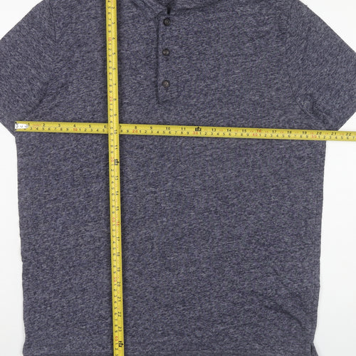 Zara Man Mens Blue Slim Fit Linen Blend Polo Shirt Size L
