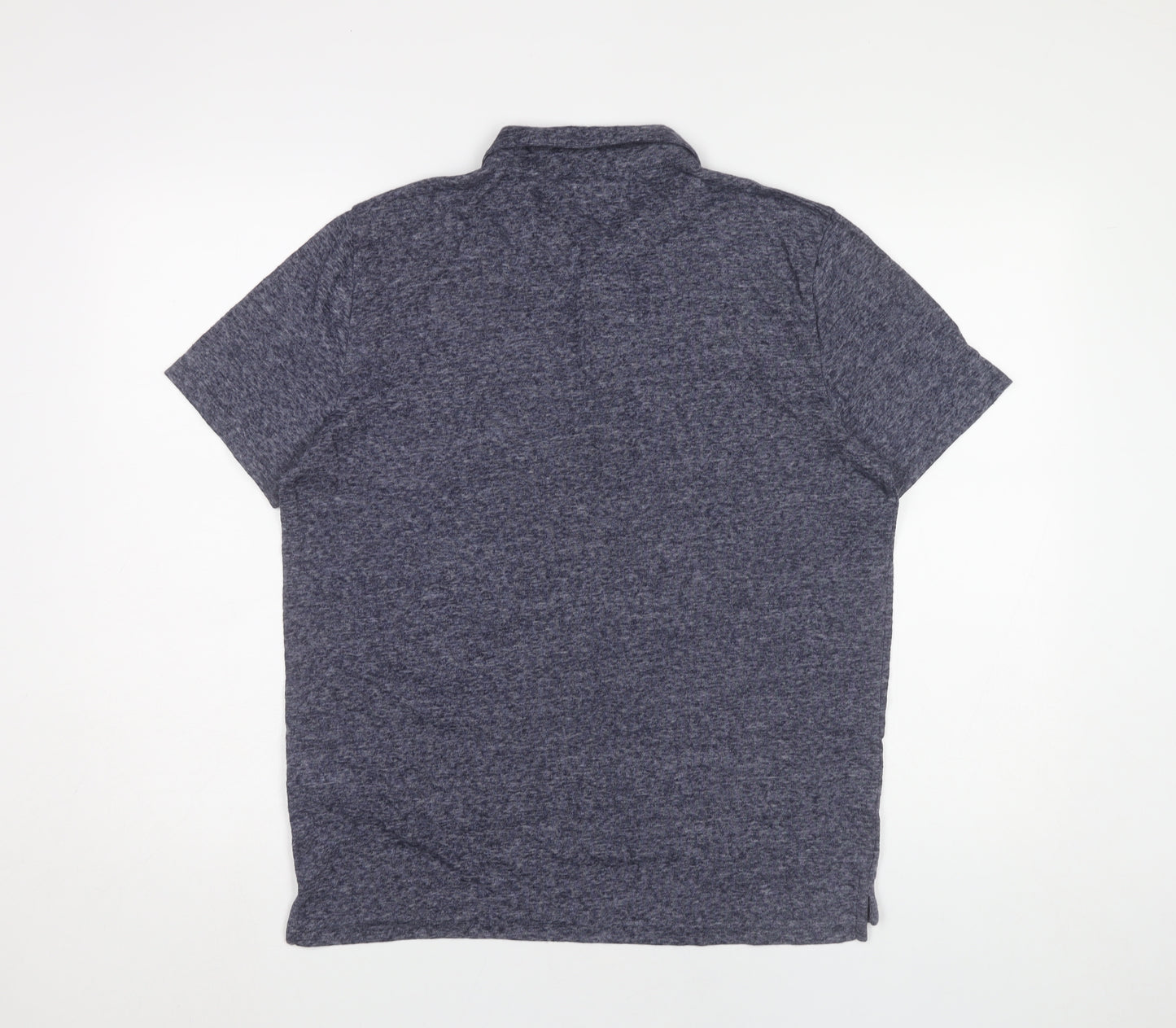 Zara Man Mens Blue Slim Fit Linen Blend Polo Shirt Size L