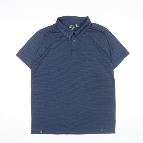 Tog Twenty Four Men’s Blue Striped Polo Shirt Size M Regular Fit