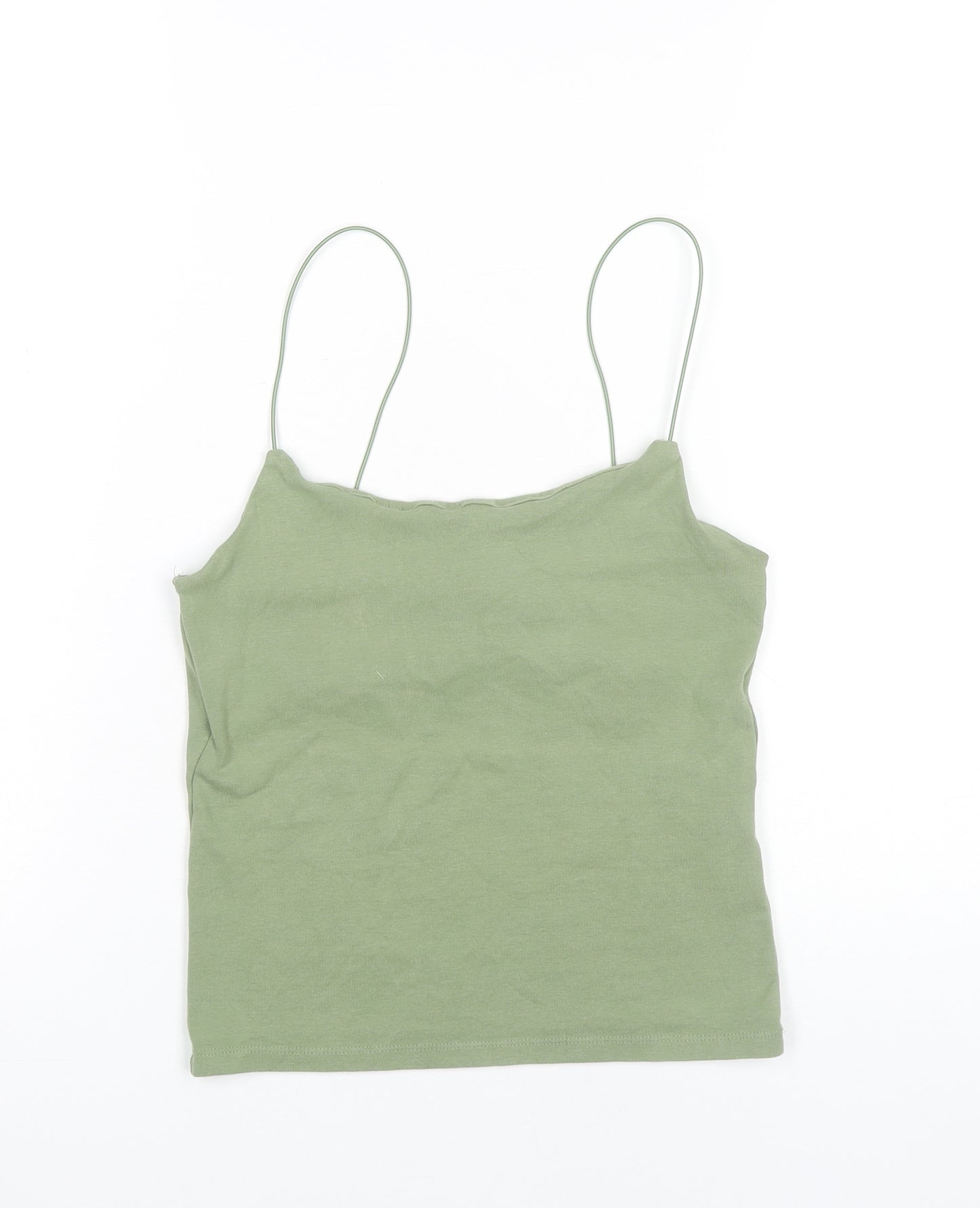Zara Women Green Tank Top Size 14 Camisole Spaghetti Strap Cotton