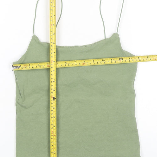 Zara Women Green Tank Top Size 14 Camisole Spaghetti Strap Cotton