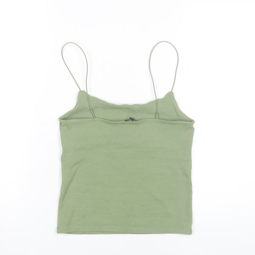 Zara Women Green Tank Top Size 14 Camisole Spaghetti Strap Cotton