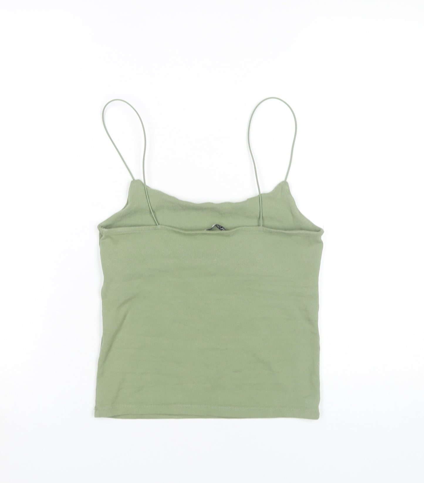Zara Women Green Tank Top Size 14 Camisole Spaghetti Strap Cotton