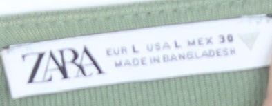Zara Women Green Tank Top Size 14 Camisole Spaghetti Strap Cotton