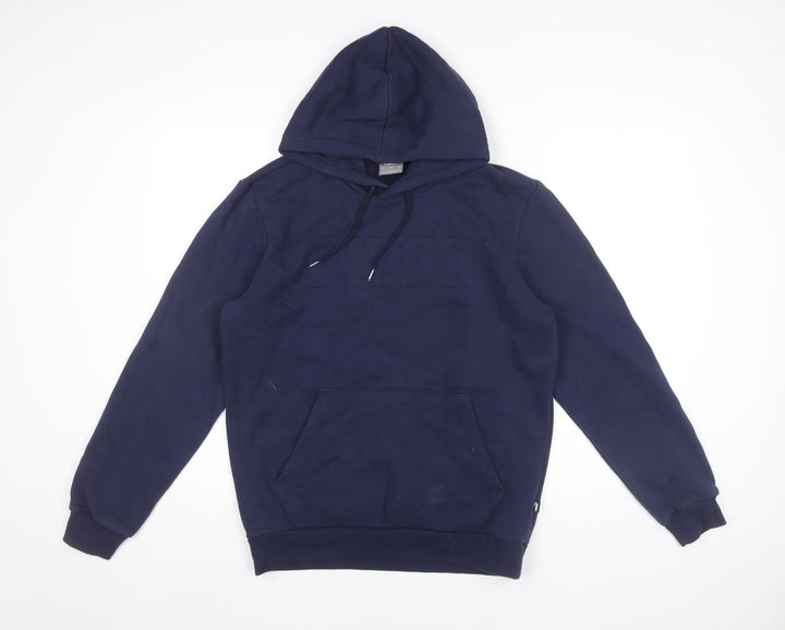 Puma Men’s Blue Pullover Hoodie Small Logo Hooded Sweatshirt