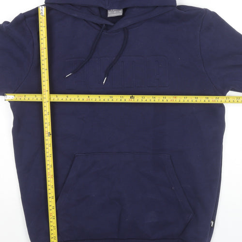 Puma Men’s Blue Pullover Hoodie Small Logo Hooded Sweatshirt