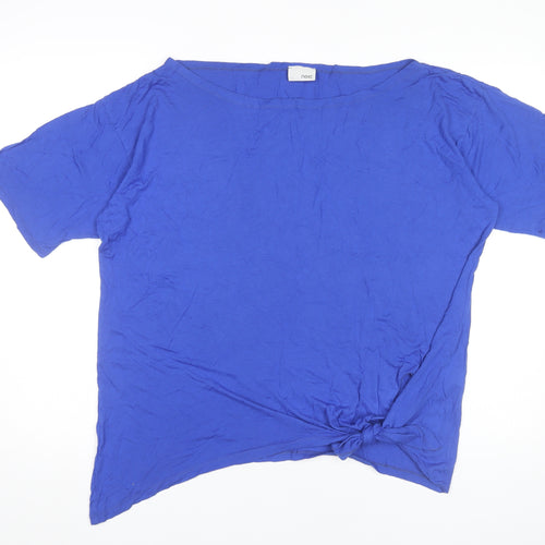 Next Women’s Blue Size 10 Boat Neck Short Sleeve Tie Hem T-Shirt