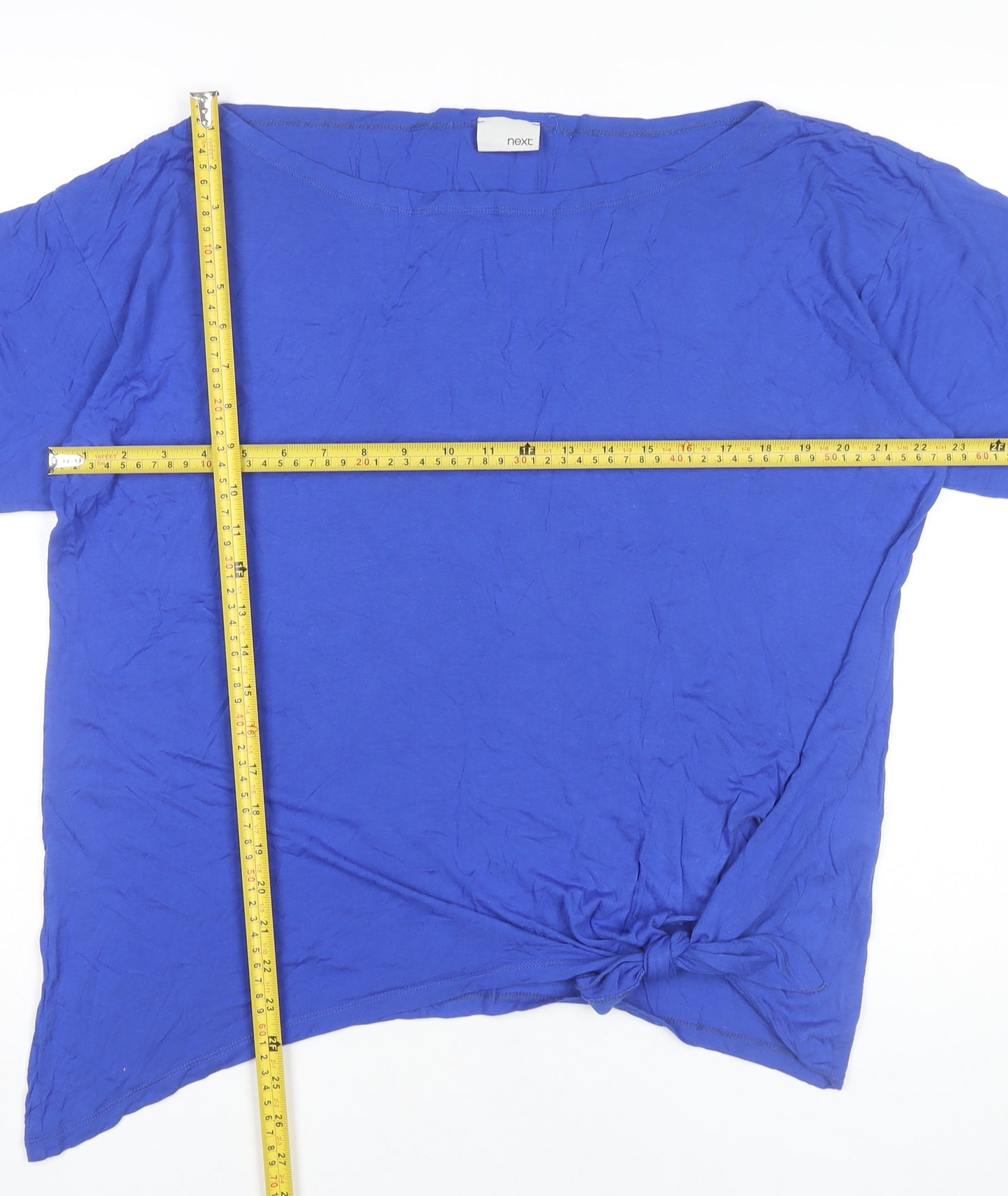 Next Women’s Blue Size 10 Boat Neck Short Sleeve Tie Hem T-Shirt