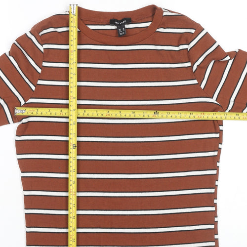 New Look Womens Brown Striped 3/4 Sleeve T-Shirt Size 18