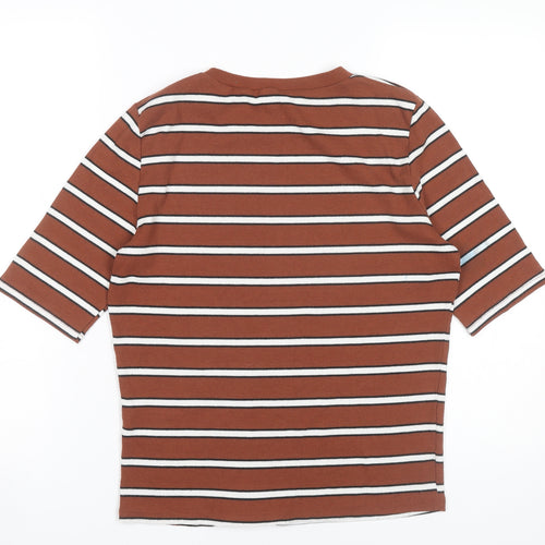 New Look Womens Brown Striped 3/4 Sleeve T-Shirt Size 18
