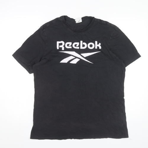 Reebok Men's Black Short Sleeve Crew Neck Cotton Sports T-Shirt L