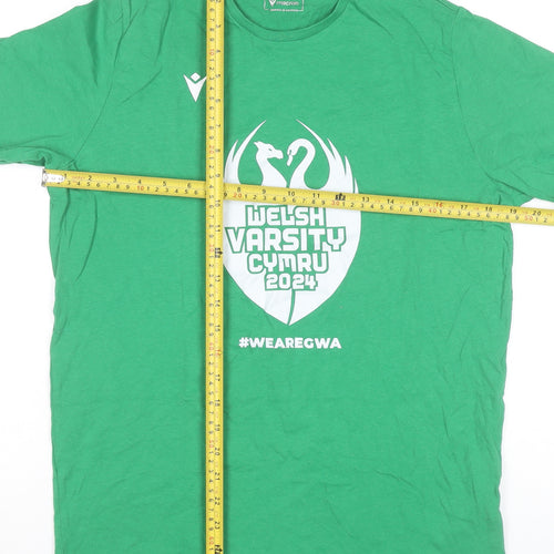 Macron Men's Green Welsh Varsity 2024 Sports Graphic T-Shirt Size S