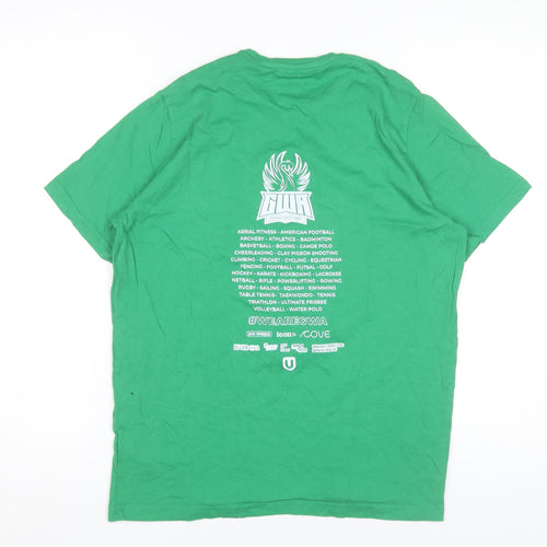 Macron Men's Green Welsh Varsity 2024 Sports Graphic T-Shirt Size S