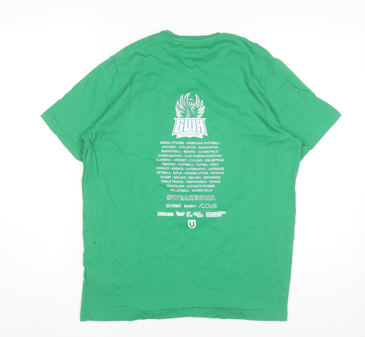 Macron Men's Green Welsh Varsity 2024 Sports Graphic T-Shirt Size S