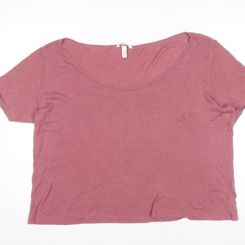 H&M Womens Pink XL Scoop Neck Short Sleeve Basic T-Shirt