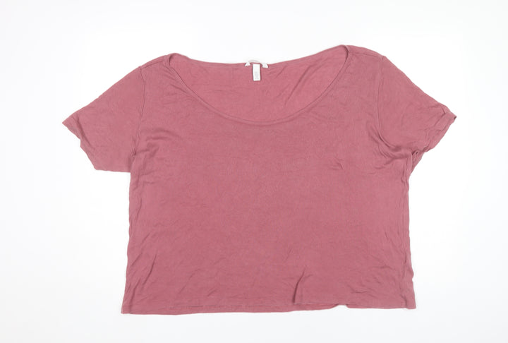H&M Womens Pink XL Scoop Neck Short Sleeve Basic T-Shirt
