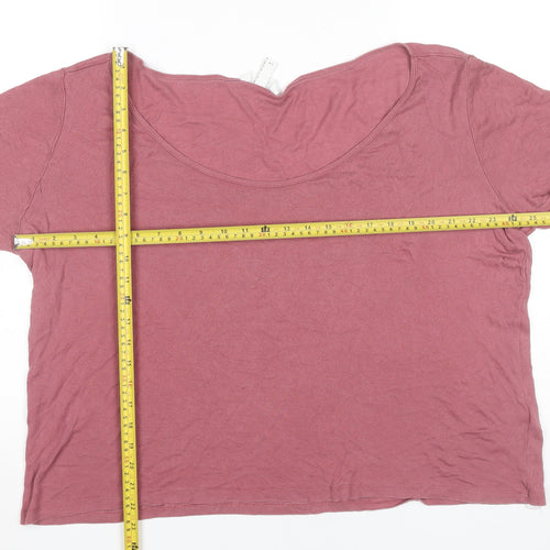 H&M Womens Pink XL Scoop Neck Short Sleeve Basic T-Shirt