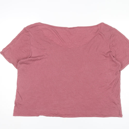 H&M Womens Pink XL Scoop Neck Short Sleeve Basic T-Shirt
