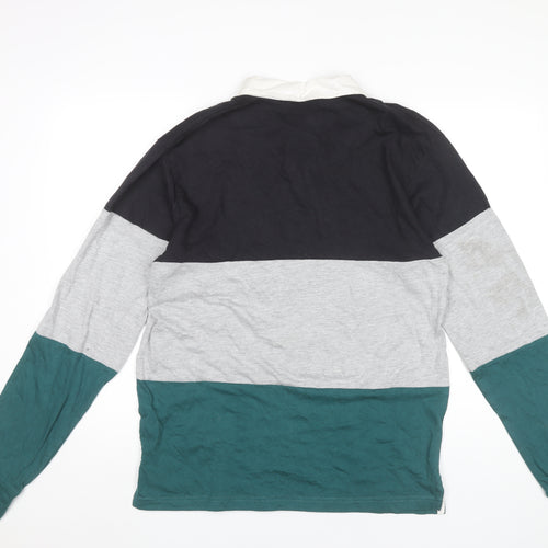 Black Jack Mens Colourblock Long Sleeve Polo Shirt Size L Cotton Blend