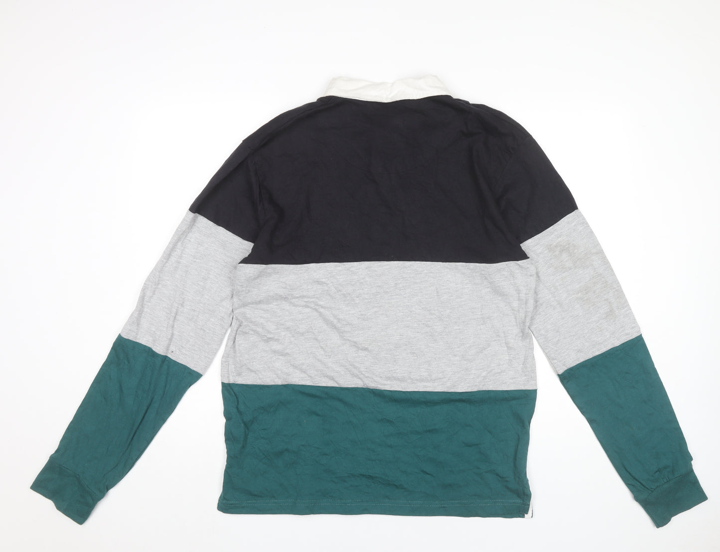 Black Jack Mens Colourblock Long Sleeve Polo Shirt Size L Cotton Blend
