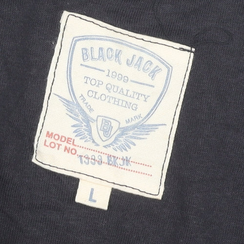 Black Jack Mens Colourblock Long Sleeve Polo Shirt Size L Cotton Blend