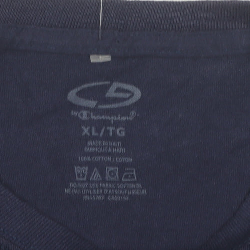 Champion Men’s Blue XL Long Sleeve Crew Neck Cotton T-Shirt