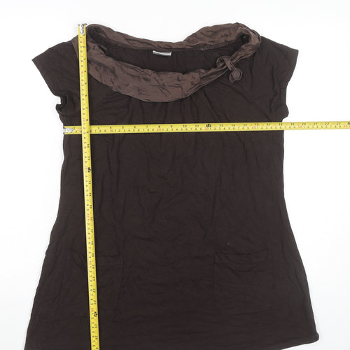 Next Maternity Womens Brown Size 14 Tunic Blouse Cowl Neck Stretch