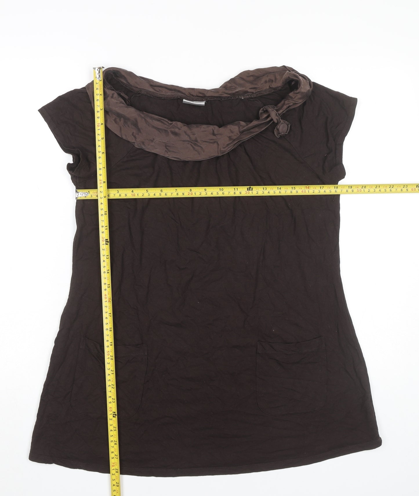 Next Maternity Womens Brown Size 14 Tunic Blouse Cowl Neck Stretch