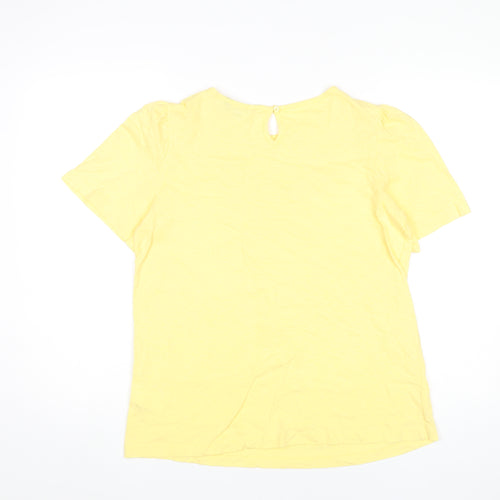 Crew Clothing Women’s Yellow Cotton Crochet Neck T-Shirt Size 12
