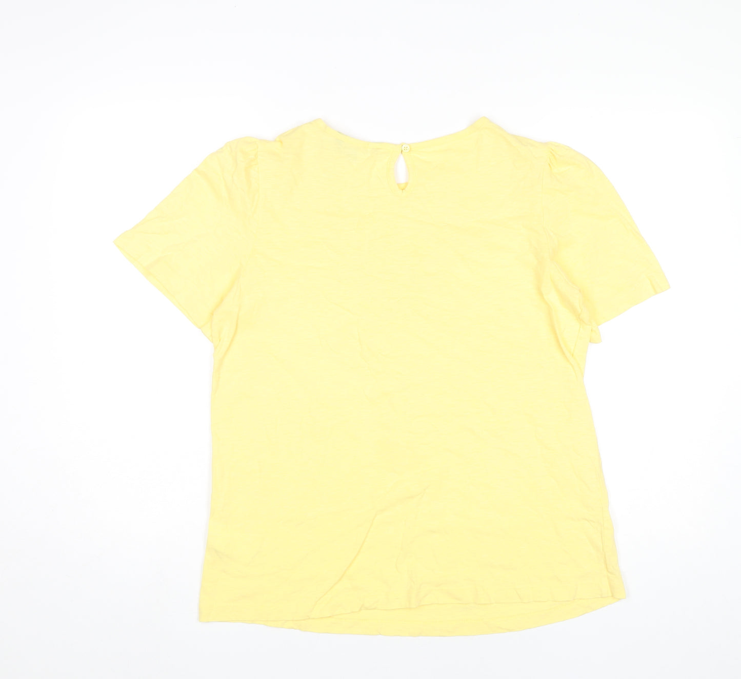Crew Clothing Women’s Yellow Cotton Crochet Neck T-Shirt Size 12