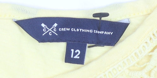 Crew Clothing Women’s Yellow Cotton Crochet Neck T-Shirt Size 12