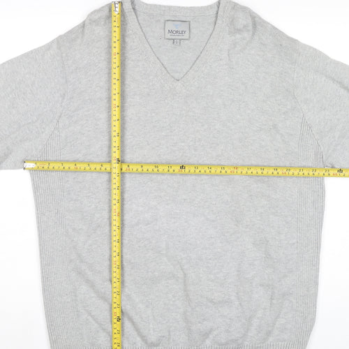 Morley Men’s Grey Cotton V-Neck Pullover Jumper Size L