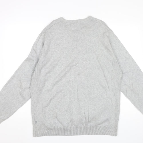 Morley Men’s Grey Cotton V-Neck Pullover Jumper Size L